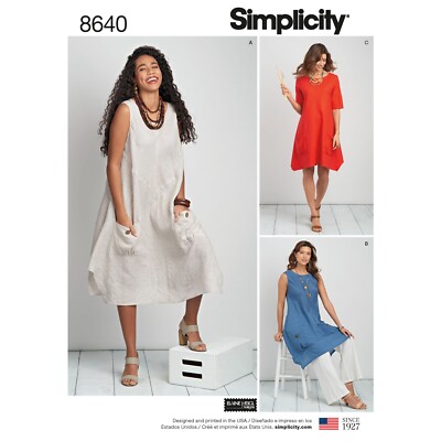 SIMPLICITY 8640 MISSES KLEID ODER TUNIKA Schnittmuster Größen 10-18 & 20W-28W