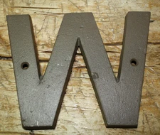 Cast Iron Industrial LETTER W Sign Rustic Brown 5" tall Alphabet 