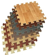 Sorbus Wood Grain Foam Interlocking Floor Mats 3/8" Thick - 16 Tiles - 16 SQ FT