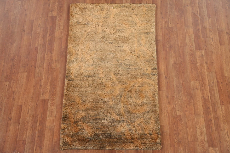 Transitional Nature Print Moroccan Oriental Area Rug 3'x5' Jute Hand-knotted Rug - Image 2 of 4