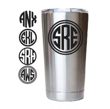 3" Monogram Circle Custom Name Tumbler Cup Decal Sticker