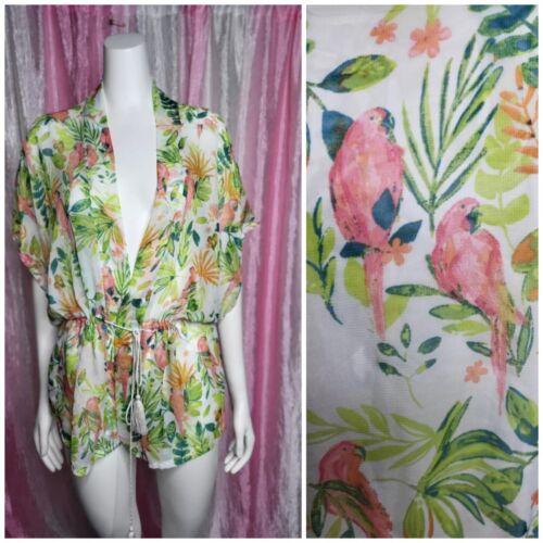 LC Lauren Conrad Floral Birds Sheer Open Blouse One Size