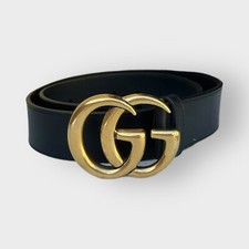 Authentic Gucci Belt Marmont Black Leather Golden Buckle Classic GG size 80/32