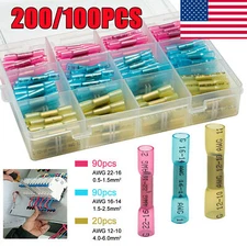 200/100X Waterproof Heat Shrink Crimp Terminals Butt Electrical Wire Connectors