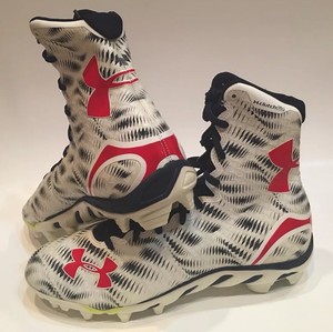 under armour red white and blue football cleats
