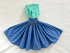 OCEAN BLUE SEA GREEN 2 PIECE HAWAIIAN PAU PA'U HULA SKIRT TOP KEIKI GIRL