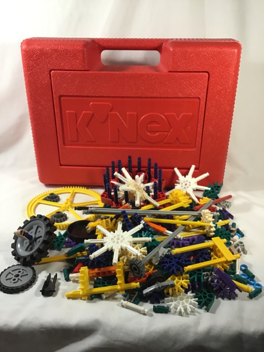 Red K'nex Plastic Case with Miscellaneous Connectors, Wheels