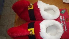 Santa Slippers Red Cuddly Bell Slippers Adult Medium New