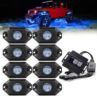 MICTUNING 8 pods RGB LED Rock Lights Kit Bluetooth Underglow Car Truck Neon Lamp