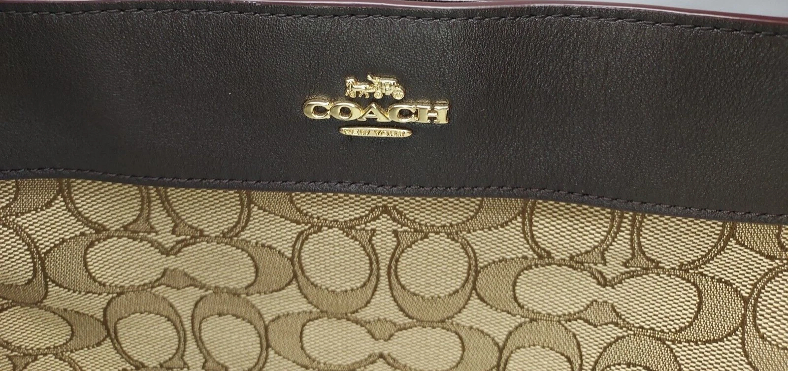 Borsa a tracolla Coach Signature Lexy tela marrone stampa jacquard NUOVA