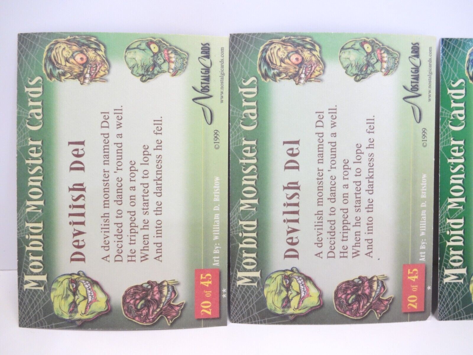 Morbid Monster Cards 4 variation Set of Devilish Del 1999 Nostalgicards - Picture 5 of 6