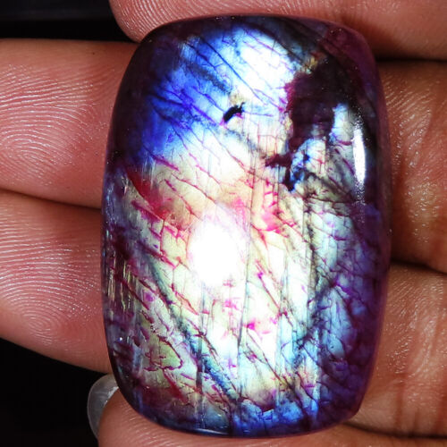 Natural Labradorite Cushion Cabochon Loose Gemstone 88.10 CT 26x38x8 mm SR-927 - Picture 1 of 7