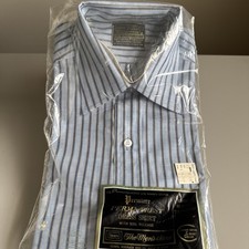 Vintage 1980s Sears Perma-Prest Dress Shirt Mens 15 Short Sleeve Striped Blue