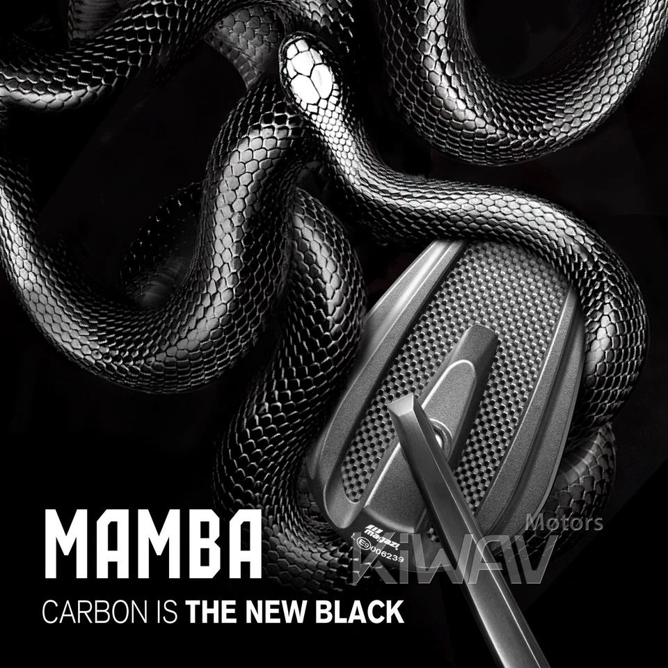 Espejos retrovisores de extremo de barra delgados fibra de carbono real Mamba negro se adapta a Yamaha SMAX TMAX530 Foto 3 de 4