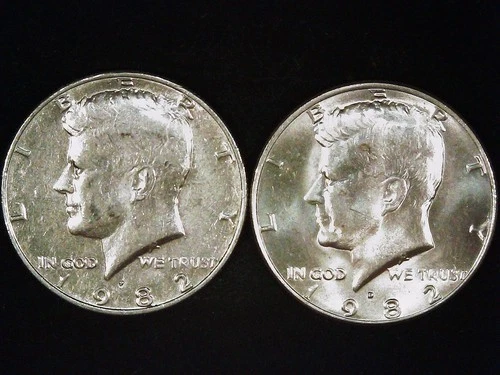 1982-P and D Kennedy Half Dollars (2 coins) AU++. Free Shipping!