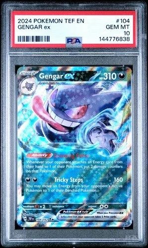 2024 Pokemon Temporal Forces TEF EN Gengar EX #104 PSA 10 GEM MINT