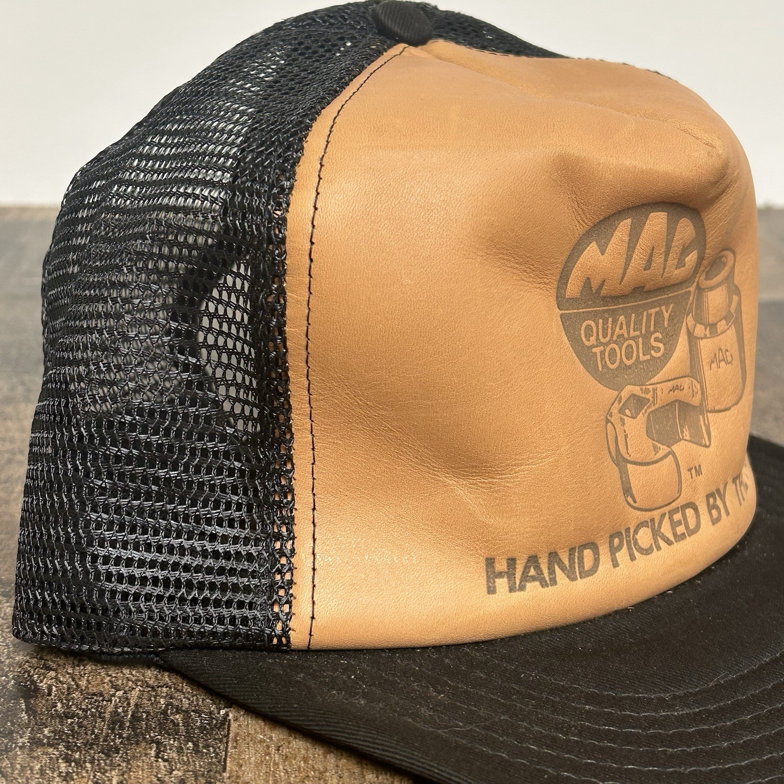 Mac Tools Leather Front Mesh SnapBack Trucker Hat… - image 14