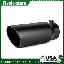5 Inlet 6 Outlet 15 Long Black Stainless Steel Rolled Edge Diesel Exhaust Tip