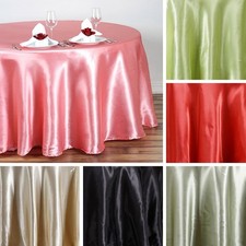 5 pcs 108" ROUND Satin TABLECLOTHS Wedding Party Kitchen Tabletop Linens SALE