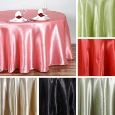5 pcs 108" ROUND Satin TABLECLOTHS Wedding Party Kitchen Tabletop Linens SALE