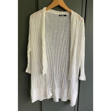 NIC ZOE sz M linen blend white open draped cardigan EUC