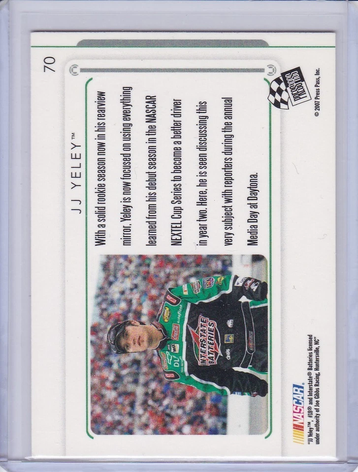 J.J. Yeley Media Day 2007 Press Pass Premium card 70 - Image 2 of 2