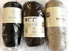 3PK Sensy Premium Macrame Cord - 1.5 mm / #2 Fine - BLACK, LATTE, MINK - New
