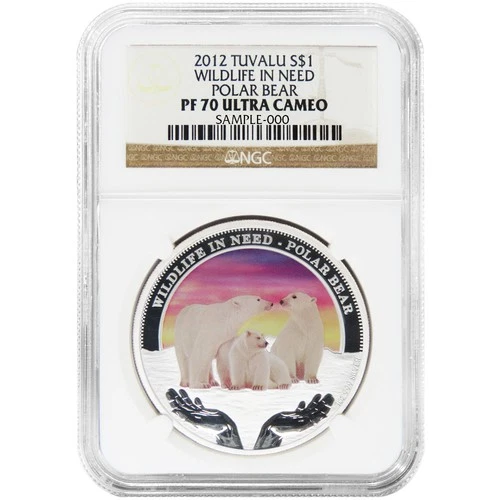 Tuvalu 2012 $1 Silver Wildlife in Need Polar Bear NGC PF70UC Brown Label