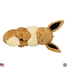 Pokemon Center Sleeping Eevee Plush Doll - Original 602-242064, Soft & Cuddly