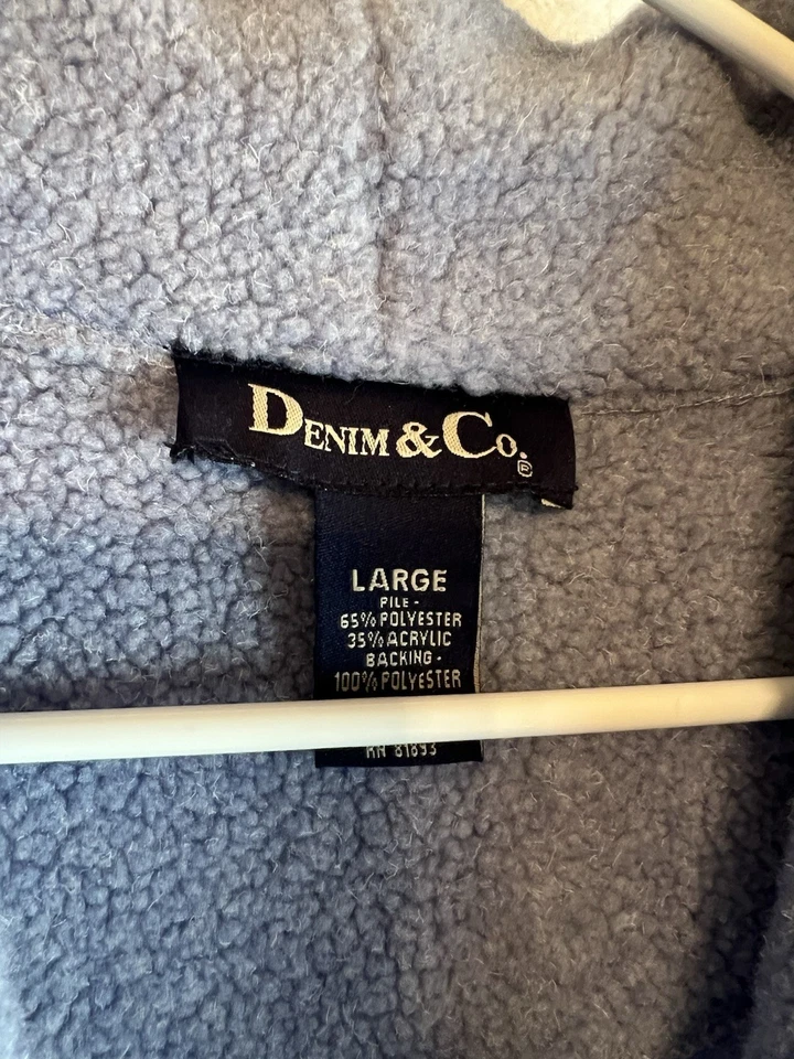 Denim & Co Blazer Chaqueta Azul Cárdigan Suéter Sherpa Mujer’s L Azul Botones Foto 2 de 3