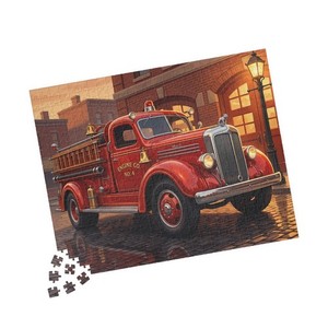 Vintage Red Fire Truck Puzzle | Retro Fire Engine Jigsaw