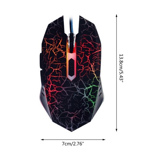 Crack Pattern 2400 DPI Ergonomic USB Glowing Mice with Chroma RGB Backlit for PC - Picture 8 of 8