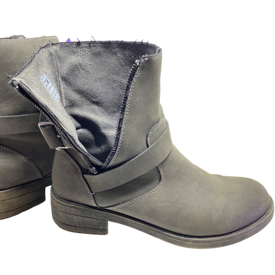 Rocket Dog Womens Size 9 Gray Faux Suede Leather Moto Boots Side Zip