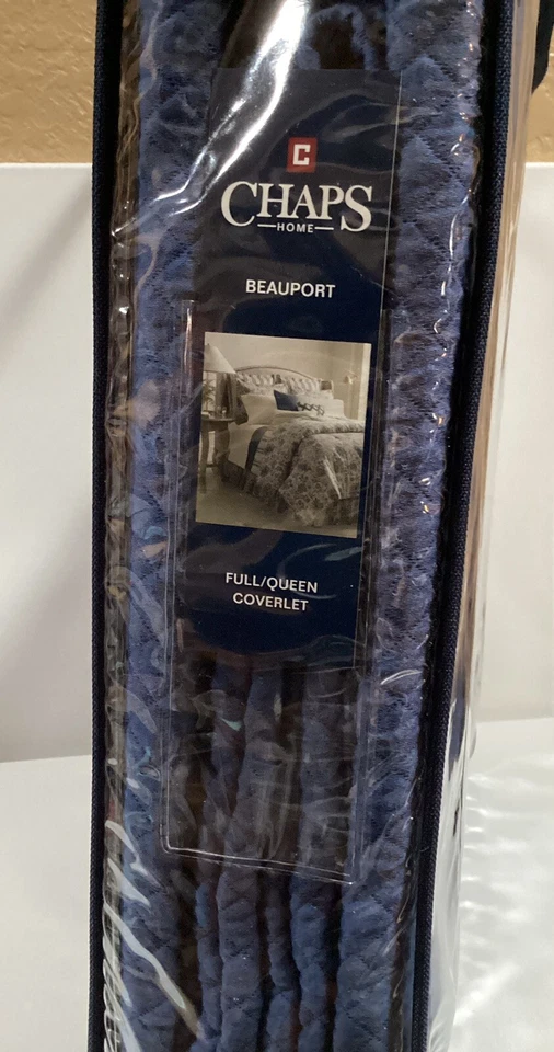 "Cobertor completo/queen Chaps Beauport azul 92"" X 96"" nuevo en paquete" Foto 4 de 4