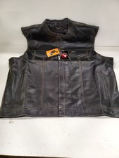 Demon Wear Leather Motorcycle Vest With Conceal Carry Pocket - 5XL