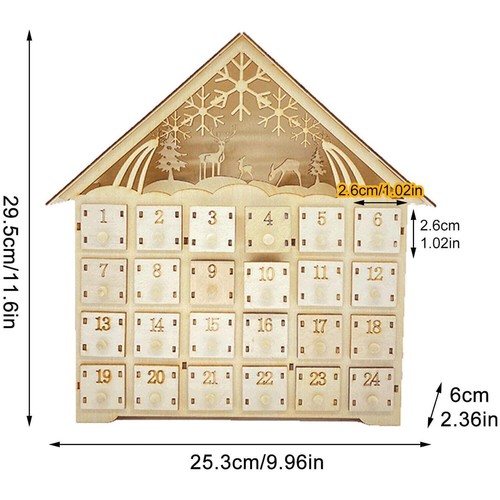 Adventskalender Holz zum Befüllen Weihnachts-Deko teil LED Beleuchtung - Bild 6 von 6
