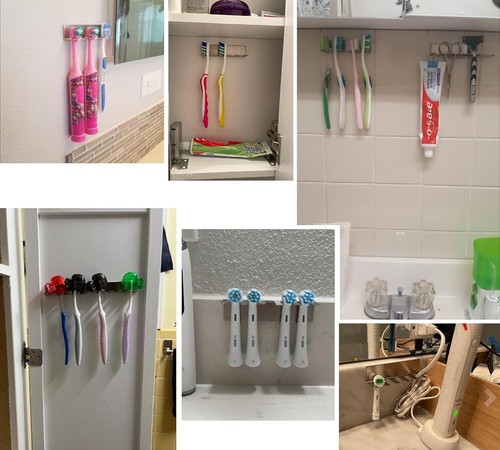 Wall Mounted Toothbrush Holder, Stainless Steel Toothbrush Holder with 3M Self-A - Picture 4 of 6