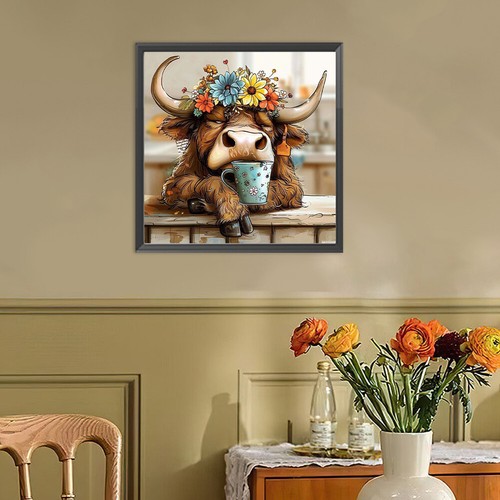 Paint By Numbers Kit On Canvas DIY Oil Art Cow Picture Home Wall Decor 30x30cm - Picture 4 of 11