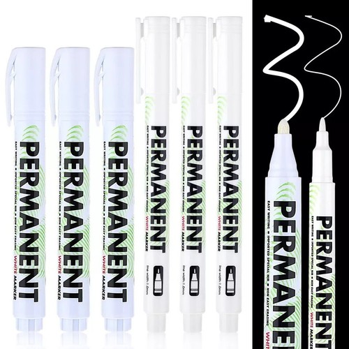 Acrylic White Paint Pens 6 Pack White Permanent Marker with Extra Fine Point ...
