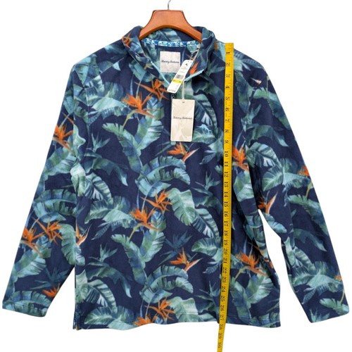 Tommy Bahama Tropical Fleece Mens Blue Cloud Peak Fronds Half Zip Size M - Picture 6 of 9