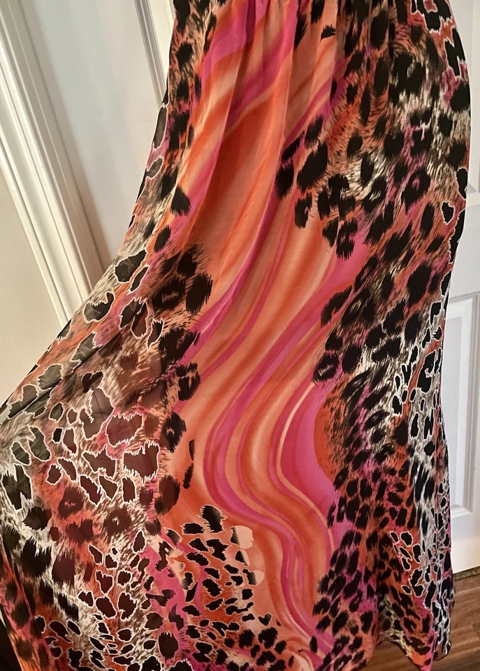 Maxi Vestido Largo Mujer IGIGI Negro Guepardo Talla 12 Grande Formal Diseñador NUEVO NUEVO CON ETIQUETAS Foto 3 de 4