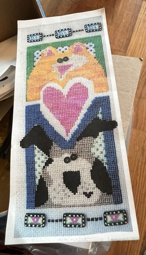Paper Mache Hand Painted Box With Cross Stitch Chart - Picture 2 of 2