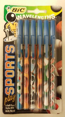 Vintage Bic Wavelengths Play Sports Pens!   6 Blue ink pens! Unique Items ! NICE