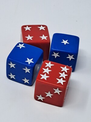 Set of 4 Large Dice with Star Pips - Red and Blue - 1" - 4 | eBay