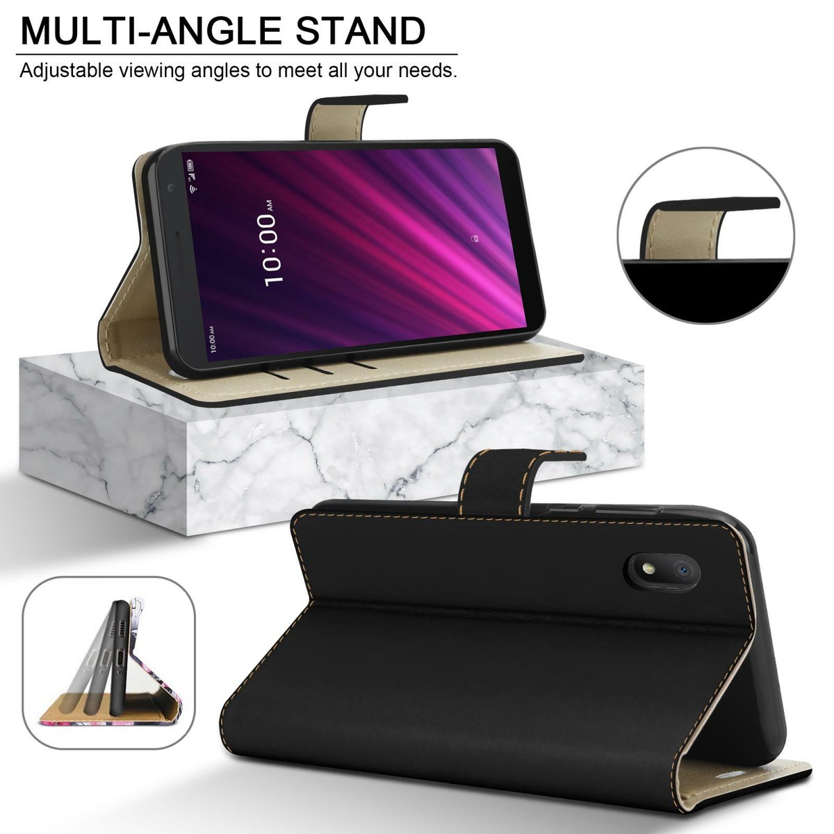 HualuBro Cover per Alcatel 1, Flip Case in PU Pelle Premium Portafoglio Cover [Slot Carte] [Chiusura Magnetica] Leather Wallet Phone Custodia per Alcatel 1 2018 (Bianco