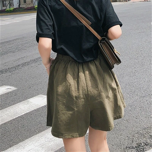 Lady Women Cotton Linen Baggy Shorts Pants Casual Wide Leg Oversized Summer Cute - Bild 9 von 21