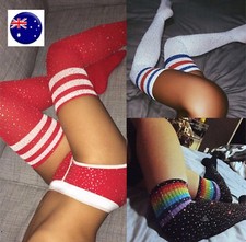 Lady Women Sexy Party Crystal Shine Over Knee Soccer Stockings Tights Long Socks