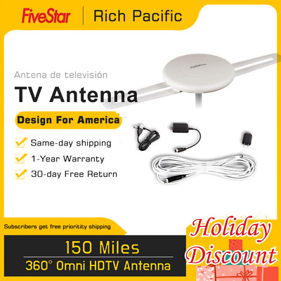 Omni-Directional 360° HDTV Antenna 4K 1080P 150 Mile Indoor/Outdoor/RV/Attic
