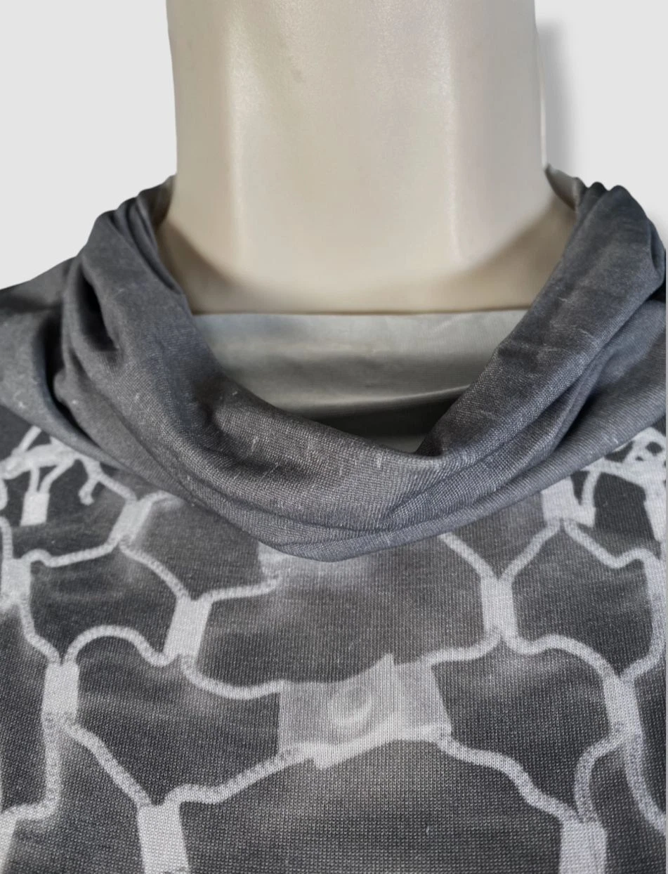 Abito MIDI Maison Margiela da donna grigio stampato collo a turtleneck $720 MM6 taglia XS