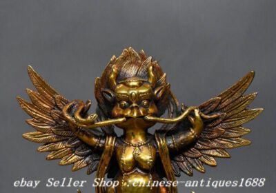 Old Tibet Buddhism Bronze Gilt Redpoll Winged Garuda Bird Eagle